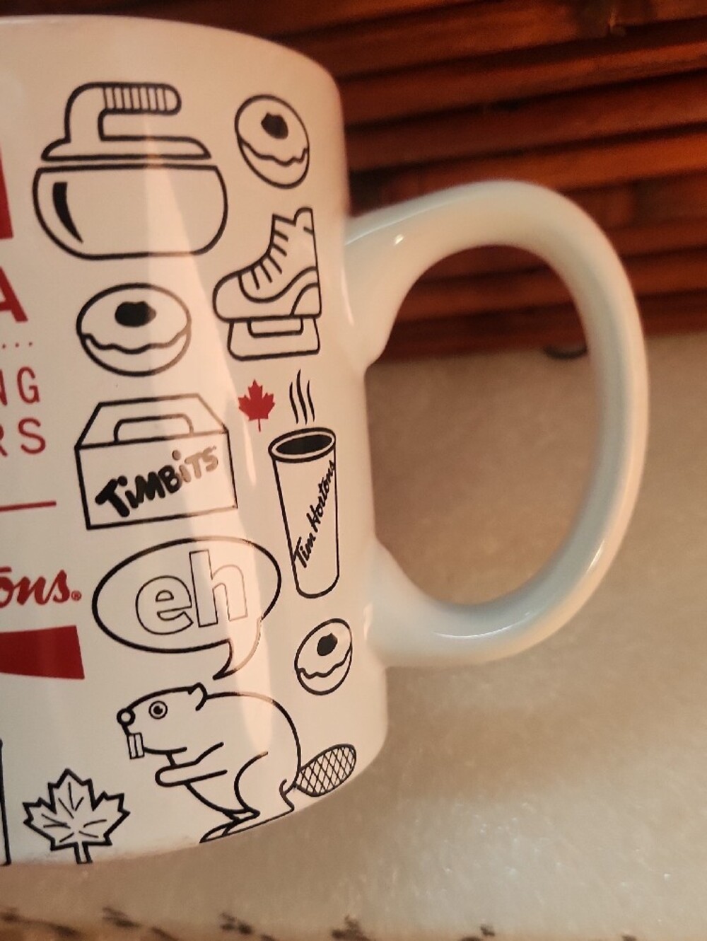 Tim Hortons Canada Celebrating 150 Years Red Interior Ceramic Mug - Picture 6 of 7